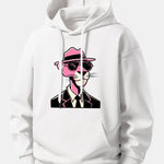 Pink Gentleman Panther Print Relax Fit Hoodie