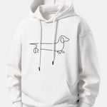 Line Dachshund Print Relax Fit Hoodie & Straight Leg Pleated Pintuck Sweatpants