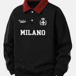 Relax Fit Milano Print Contrast Polo Sweatshirt