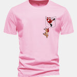 Regular Fit Pocket Santa Print Cotton T-Shirt