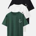 3 Pieces Smiley Face Print Drop Shoulder Oversize T-Shirts