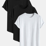 3 Pieces Basic Cotton Arc Hem T-Shirts