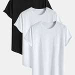 3 Pieces Basic Cotton Arc Hem T-Shirts