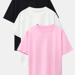 3 Pieces Basic Heavy Weight Drop Shoulder Oversize T-Shirts