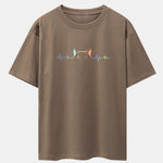 Peeking Cat Heartbeat Gradient Print Drop Shoulder Oversize T-Shirt