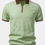 Contrast Trim Textured Zipper Knit Polo