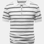 Striped Zipper Knit Polo