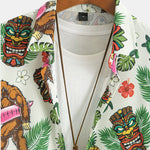 Tropical Tiki Bigfoot Print Button Up Shirt