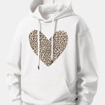 Leopard Heart Print Relax Fit Hoodie