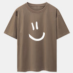 Smiley Face Print Drop Shoulder Oversize T-Shirt