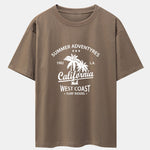 California Palm Tree Print Drop Shoulder Oversize T-Shirt
