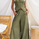 V Neck Sleeveless Button Up Top