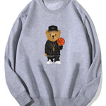 Basketball Bear Print Cotton Sweatshirt