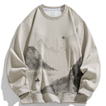 Ink Landscape Print Crew Neck Sweatshirt