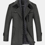 Quilted Lined Double Layer Detachable Scarf Neck Woolen Coat