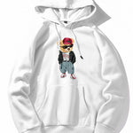 Hip Hop Style Bear Print Hoodie