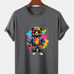 Splash Colorful Bear Print T-Shirt