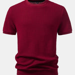 Short Sleeve Waffle Ribbed Hem T-Shirt