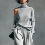 Women's One-shoulder Cut-out Modern Knit-Blend Set