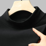Men's solid color velvet half turtleneck Foundation T-shirt two-piece set