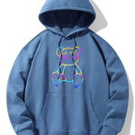 Gradient Dissolving Bear Print Drop Shoulder Relaxed Hoodie