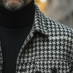 Men's Winter Retro Houndstooth Faux Wool Jacket