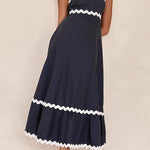 Margovil Spaghetti Strap Ric Rac Trim Swing Maxi Dress