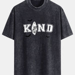 Halloween Kind Ghost Print Washed Distressed Drop Shoulder T-Shirt