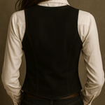 Boho Black Embroidered Velvet Waistcoat