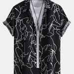 Abstract Line Print Buttton Up Shirt