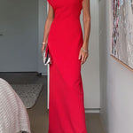 Crewneck Short Sleeves Maxi Party Dress