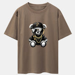 Hip Hop Bear Print Drop Shoulder Oversize T-Shirt