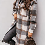 Margovil Long Sleeves Button Up Plaid Casual Shacket Jacket
