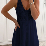 Margovil Lace Floral Button Down Tank Dress