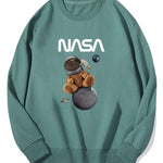 Space Bear Print Cotton Sweatshirt