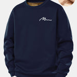 Man Slogan Print Teddy Fleece Lined Sweatshirt