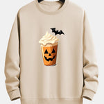 Halloween Pumpkin Drink Print Relax Fit Sweatshirt