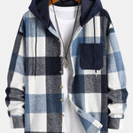 Relax Fit Flannel Plaid Corduroy Patchwork Hooded Shirt & Corduroy Jogger Pants