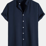 Crinkled Texture Stand Collar Shirt