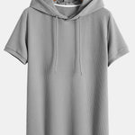 Muscle Fit Ribbed Hooded T-Shirt