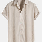 Corduroy Button Up Short Sleeved Shirt & Straight Leg Corduroy Pants