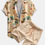 Flamingo Habitat Print Button Up Shirt & Swim Shorts