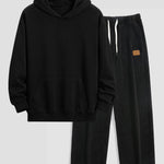 Slogan Back Print Relax Fit Hoodie & Straight Leg Corduroy Pants