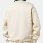 Relax Fit Ghost Drinking Coffee Print Contrast Polo Sweatshirt