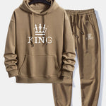 King Crown Print Relax Fit Hoodie & Jogging Pants