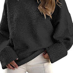 Margovil Crewneck Drop Shoulder Solid Knitted Pullover Sweater