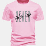 Regular Fit Never Give Up Print Cotton T-Shirt