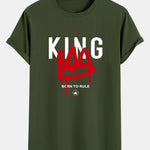 Crown King Print Cotton Arc Hem T-Shirt
