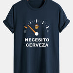 Regular Fit I Need Beer Print Cotton T-Shirt