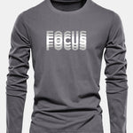 Long Sleeve Focus Print Cotton T-Shirt